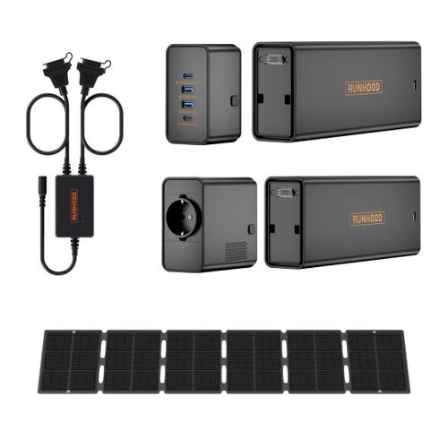Pack Rando RUNHOOD ¿ 648 Wh + 100 W Solaire ¿ Énergie Nomade Ultra-Légère pour Aventure Outdoor