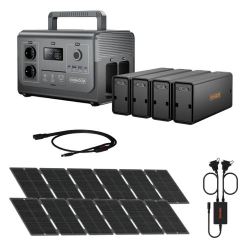 Kit Événementiel RUNHOOD ¿ 1296 Wh + 1200 W + 400 W Solaire ¿ Énergie Pro pour AV et Salons