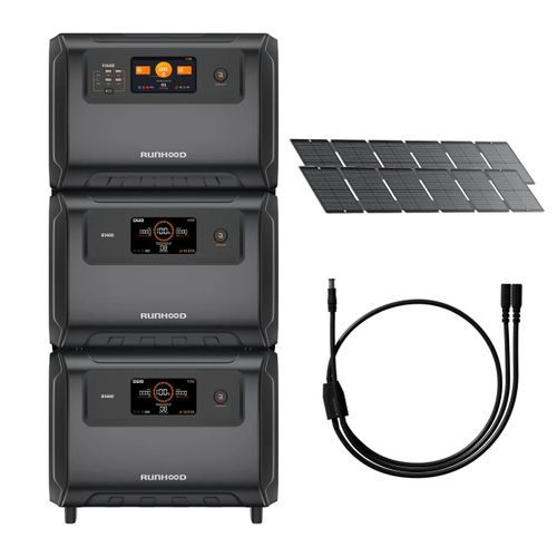 Kit Backup Domestique RUNHOOD ¿ F3600 + 2×B3600 + 2×SERI100 ¿ Centrale Solaire 10,8 kWh Modulaire