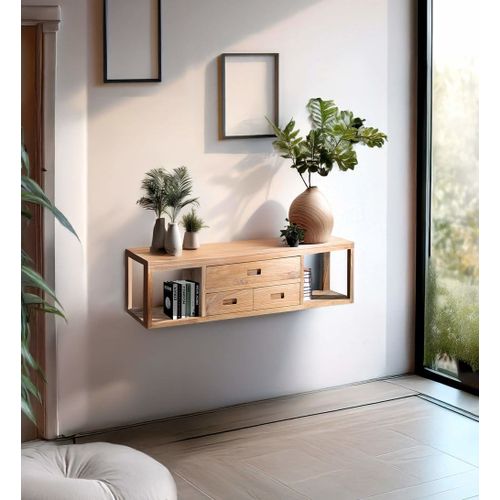 Console Flottante En Teck Beige L 110 Cm
