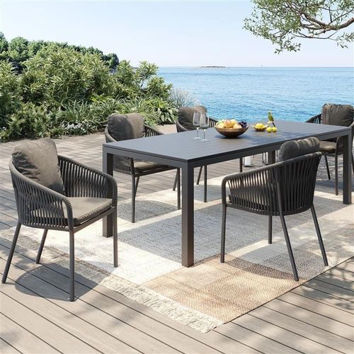 Chaise De Jardin En Polyester, Polypropylène Et Aluminium Grise