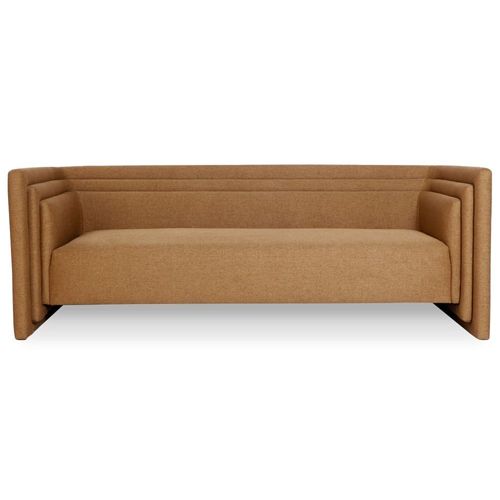 Canapé Moderne 3 Places Style Cubique Tissu Marron