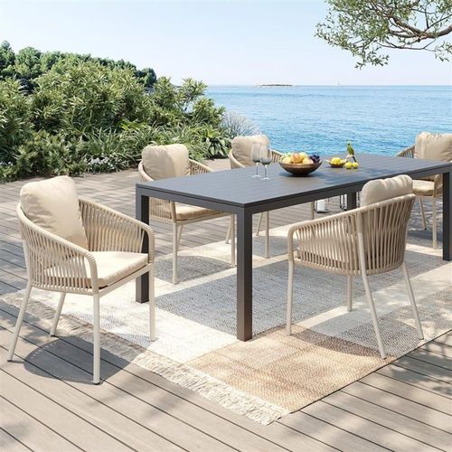 Chaise De Jardin En Polyester, Polypropylène Et Aluminium Beige