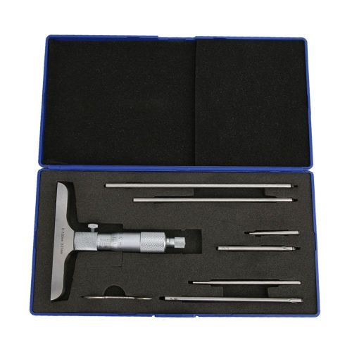 Micrometre de profondeur haute precision avec sonde plate et tige interchangeable 0,01 mm (0 a 150 mm 4 pouces)