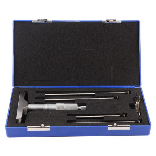 Micrometre de profondeur haute precision avec sonde plate et tige interchangeable 0,01 mm (0 a 100 mm 4 pouces)