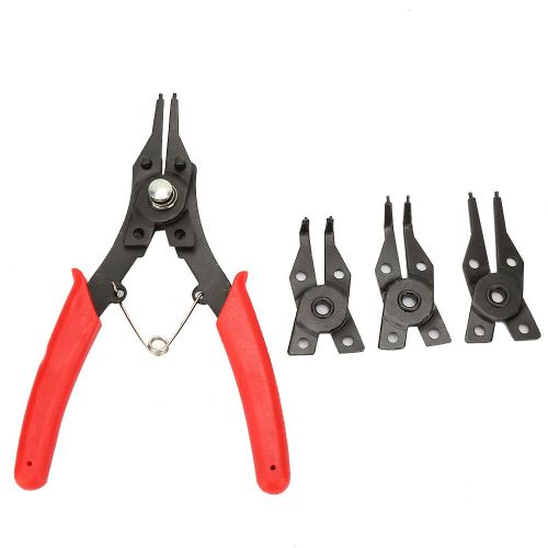 Pince multifonction 4 en 1 pour circlips, extracteur d'anneaux internes et externes (rouge)