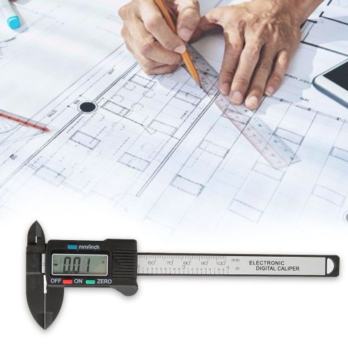 Pied a coulisse numerique a vernier de 0 a 100 mm, 4 pouces, en fibre de carbone, haute precision (noir)