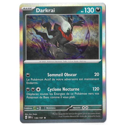 Darkrai 136 / 197 - Pv 130 - G Obf Fr - Carte "Holo" Francaise - Ecarlate Et Violet - Flammes Obsidiennes