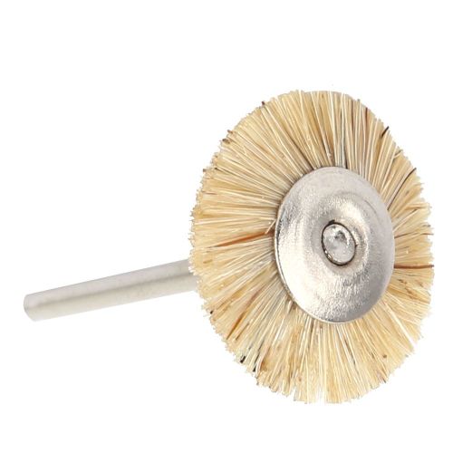 Lot de 10 brosses de polissage et de derouillage en poils de porc blancs, manche en metal, accessoires 3 x 25 mm
