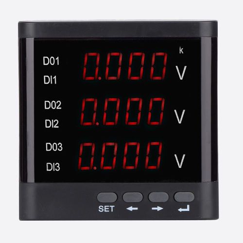 Voltmetre numerique triphase a ecran LED noir ZM194-V93, 91 x 91 mm