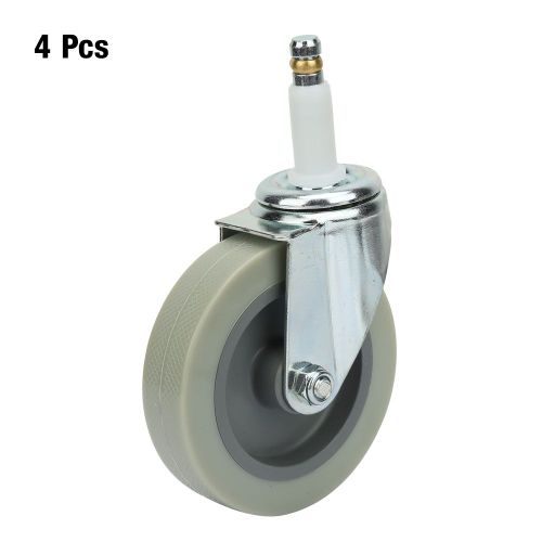 Lot de 4 roulettes pivotantes de 4 pouces M11 x 35 avec tige a circlips en PVC pour voiture-restaurant