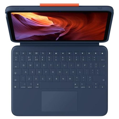 Logitech Rugged Combo 4 Touch - Clavier et étui - avec trackpad - Apple Smart connector - QWERTY - R.-U. - bleu classique - pour Apple 10.9-inch iPad (10ème génération)