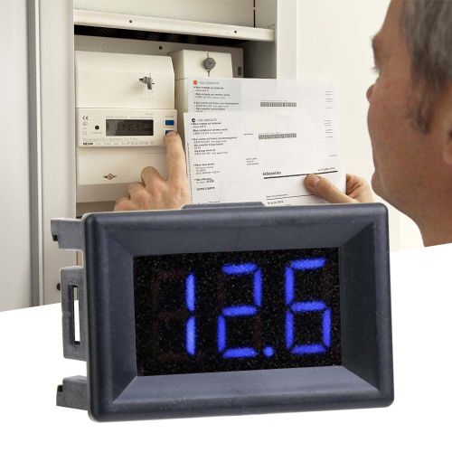Voltmetre numerique 0,36 pouce, trois fils, affichage LED, DC 0-100 V, etanche (bleu)