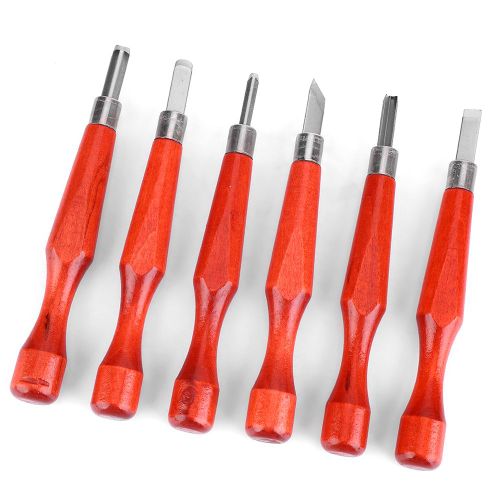 Ensemble de 6 burins a bois avec manche en bouleau et alliage d'acier