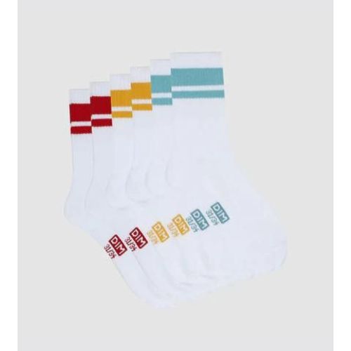 Dim Lot De 3 Paires De Chaussettes Enfant Turquoise Jaune Rouge Dim Sport
