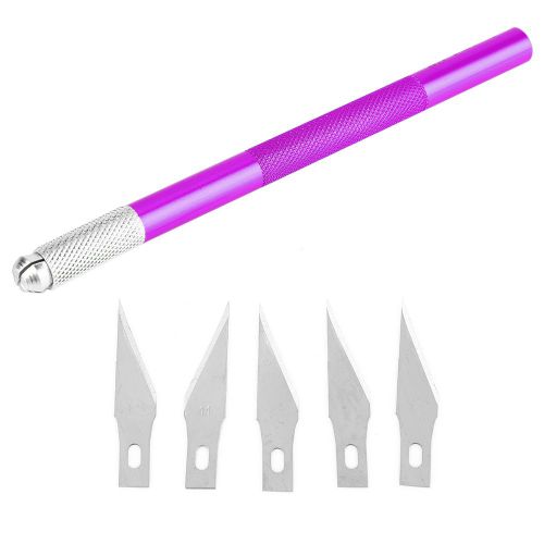 1 Outil De Decoupe Pour Stylo A Papier, Metal, Bois, 5 Lames De Rechange (Violet)