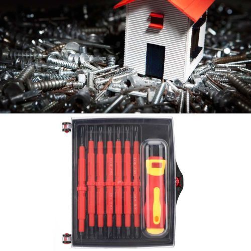 Jeu de tournevis a fente/croix/etoile/U/Y et d'embouts magnetiques pour electricien a manche isolant