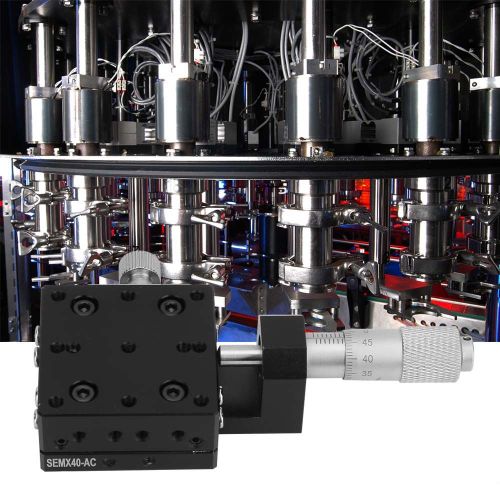 Micrometre X, reglage manuel fin, platines lineaires de precision a rouleaux croises 40 x 40 mm