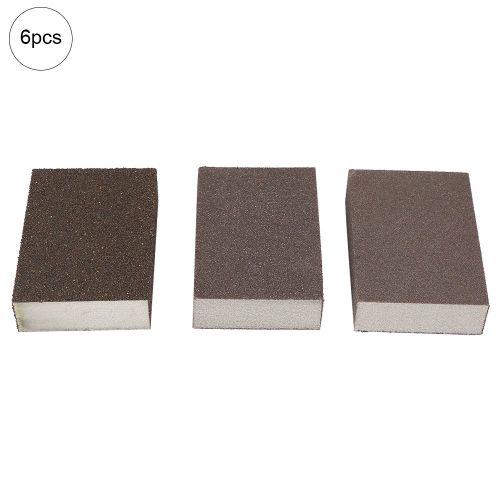 Bloc de sable eponge 6 pieces de papier de verre eponge de polissage antirouille (maille 2 x 60, maille 2 x 100, maille 2 x 180)