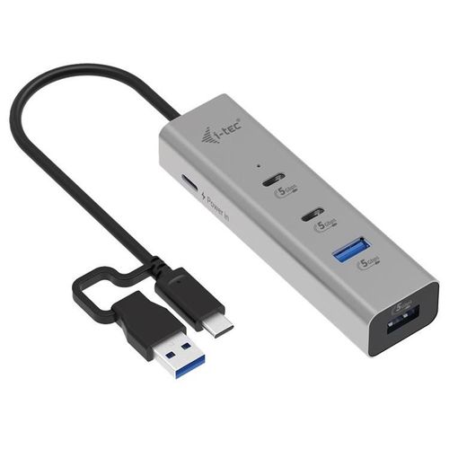 i-Tec - Concentrateur (hub) - universal charging, metal - 2 x USB-C 3.2 Gen 1 + 2 x USB 3.2 de 1ère génération + 1 x USB-C (alimentation électrique) - de bureau