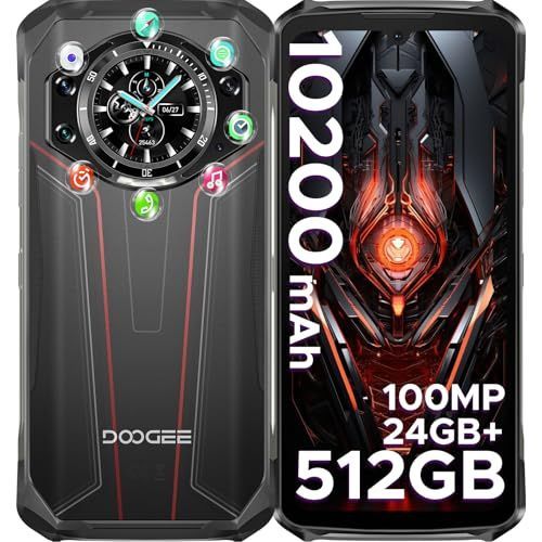 DOOGEE S119 Téléphone Portable Incassable,8Go+512Go Noir Rouge