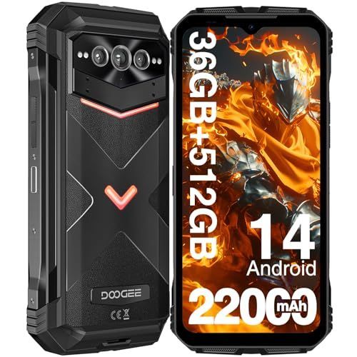 DOOGEE V Max Plus 5G Telephone Incassable, 22000mAh,200MP+32MP,36Go+512Go Noir