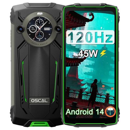 OSCAL PILOT 2 4G Téléphone Portable Incassable,24Go+256Go Vert
