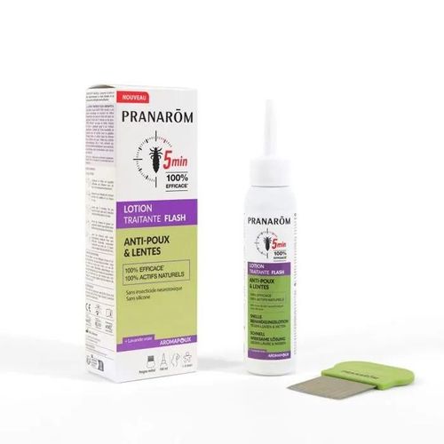 Lotion Traitante Flash Anti-Poux Et Lentes - À L'huile Essentielle De Lavande Vraie Bio 