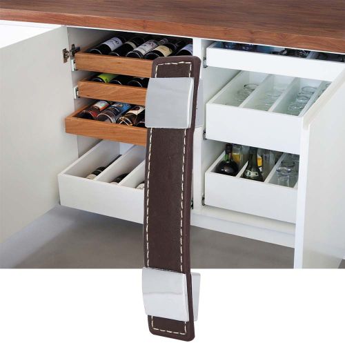 Poignees en cuir pour tiroirs, armoires, portes de placard, meubles (160 mm)