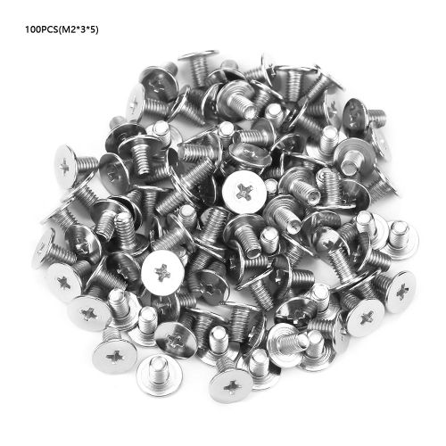 Lot de 100 vis a metaux a tete plate en acier au carbone M2, pieces de reparation de machines M2 x 3 x 5
