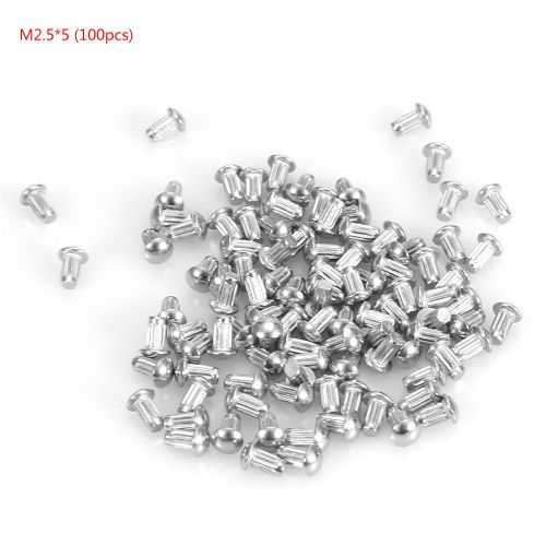 Assortiment de 100 rivets solides a tete ronde moletee en acier inoxydable M2.5 (M2.5*5)