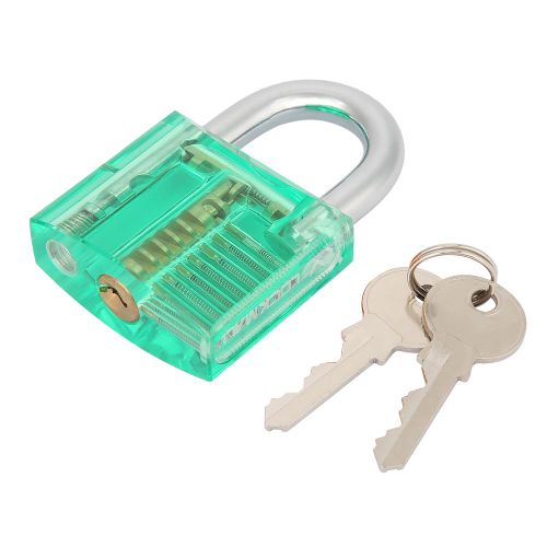 Cadenas en acrylique transparent avec cle pour armoire de formation de serrurier (vert)