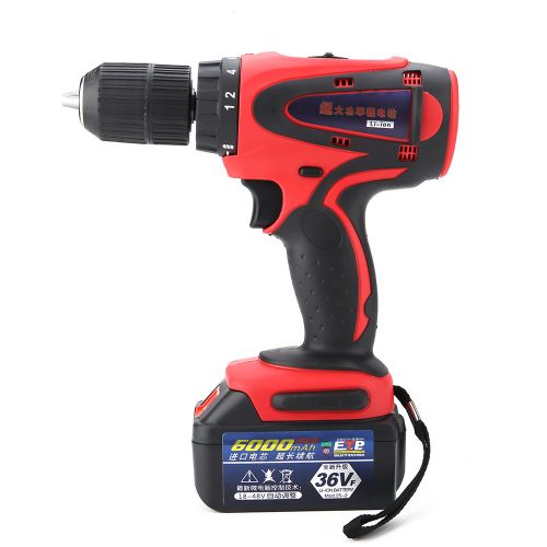 Perceuse-visseuse electrique rechargeable a batterie au lithium 36 V (prise americaine 110 V)