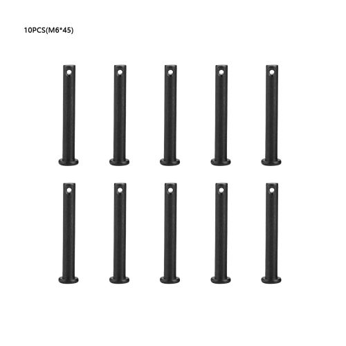 Goupilles de positionnement noires a tete plate M6, fixations avec trou (M6 x 45?; 10 pieces)
