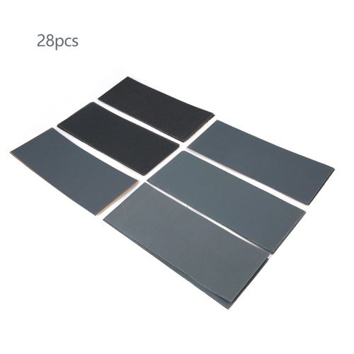 Papier de verre grain 120 a 3000, humide et sec, pour le polissage du metal, du bois et de l'artisanat, 9 x 3,7 pouces (28 pieces)