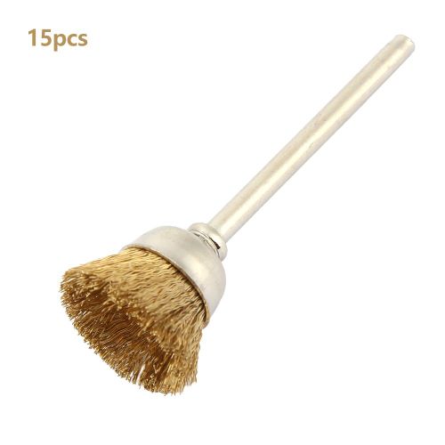 Lot de 15 mini-brosses a fil de cuivre pour meuleuse rotative (3 x 15 mm)