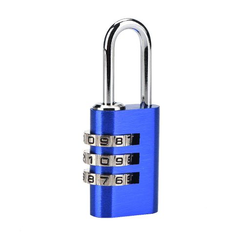 Cadenas a combinaison a 3 chiffres en alliage d'aluminium avec mot de passe pour porte, armoire, cloture (bleu)