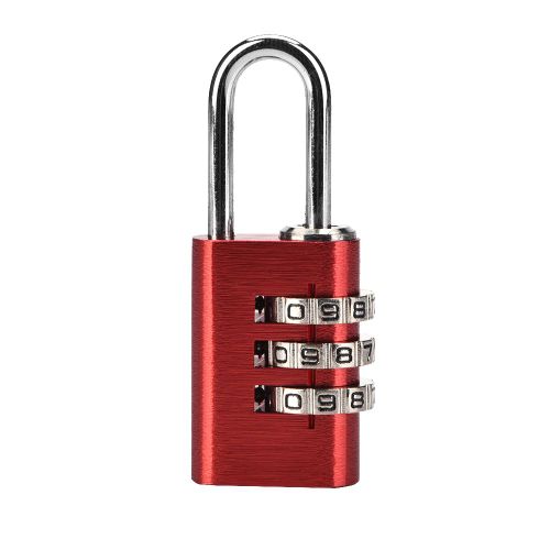 Cadenas a combinaison a 3 chiffres en alliage d'aluminium avec mot de passe pour porte, armoire, cloture (rouge)