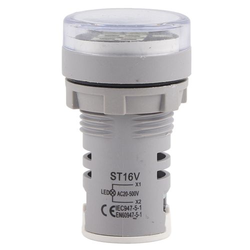 Lampe de signalisation LED ronde, affichage numerique CA, voltmetre, indicateur (blanc)