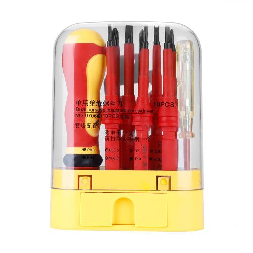 Jeu de tournevis CRV isoles 10 en 1, tournevis d'electricien 500 V avec crayon de test