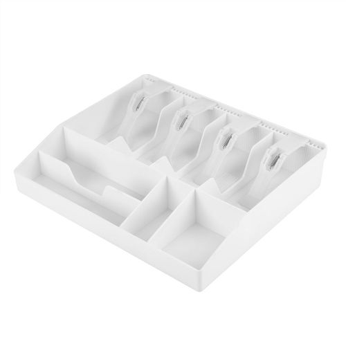 Caisse Enregistreuse A Huit Compartiments, Plateau A Pieces, Coffre-Fort De Rangement Pour Caisse (Blanc)