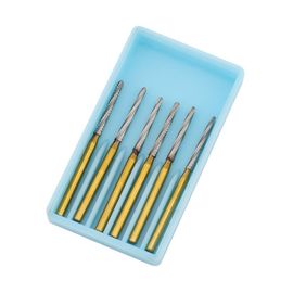Lot de 6 fraises chirurgicales en carbure de tungstene pour endodontie dentaire, 28 mm