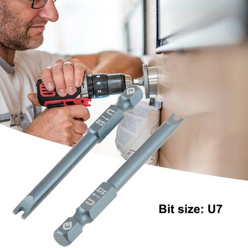 Lot de 10 embouts de tournevis en U a tige hexagonale de 65 mm, en acier allie S2, H6,3 x 65 x U7