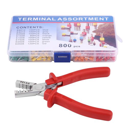 Pince a sertir rouge avec assortiment de 800 cosses de tube pressees a froid