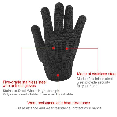 Lot de 2 gants anti-coupures en maille d'acier inoxydable, resistants aux coupures, outil de protection pour boucher