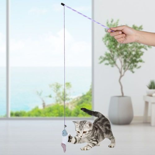 Hjlian Jouet Amusant Pour Chat Et Chaton, Jouet Interactif Multicolore Avec Petits Batons De Poisson