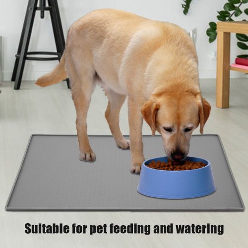 Hjlian Tapis D'alimentation En Silicone Pour Chat, Gamelle, Nourriture, Eau, Set De Table, Produit Pour Animaux De Compagnie, Gris