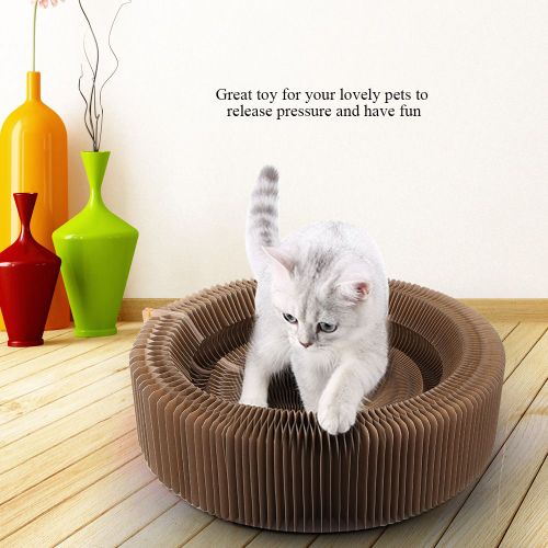 Hjlian Plateau A Griffes En Carton Ondule Pour Animaux De Compagnie Avec Balle, Lit De Couchage Pour Chats Et Petits Animaux, Maison De Jeu