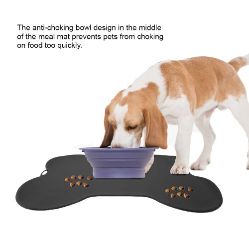 Hjlian Tapis D'alimentation En Silicone Pour Chat, Gamelle, Nourriture, Eau, Set De Table, Produit Pour Animaux De Compagnie, Noir