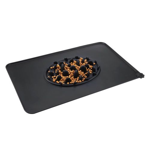 Hjlian Tapis D'alimentation En Silicone Pour Chat, Gamelle, Nourriture, Eau, Set De Table, Produit Pour Animaux De Compagnie, Noir